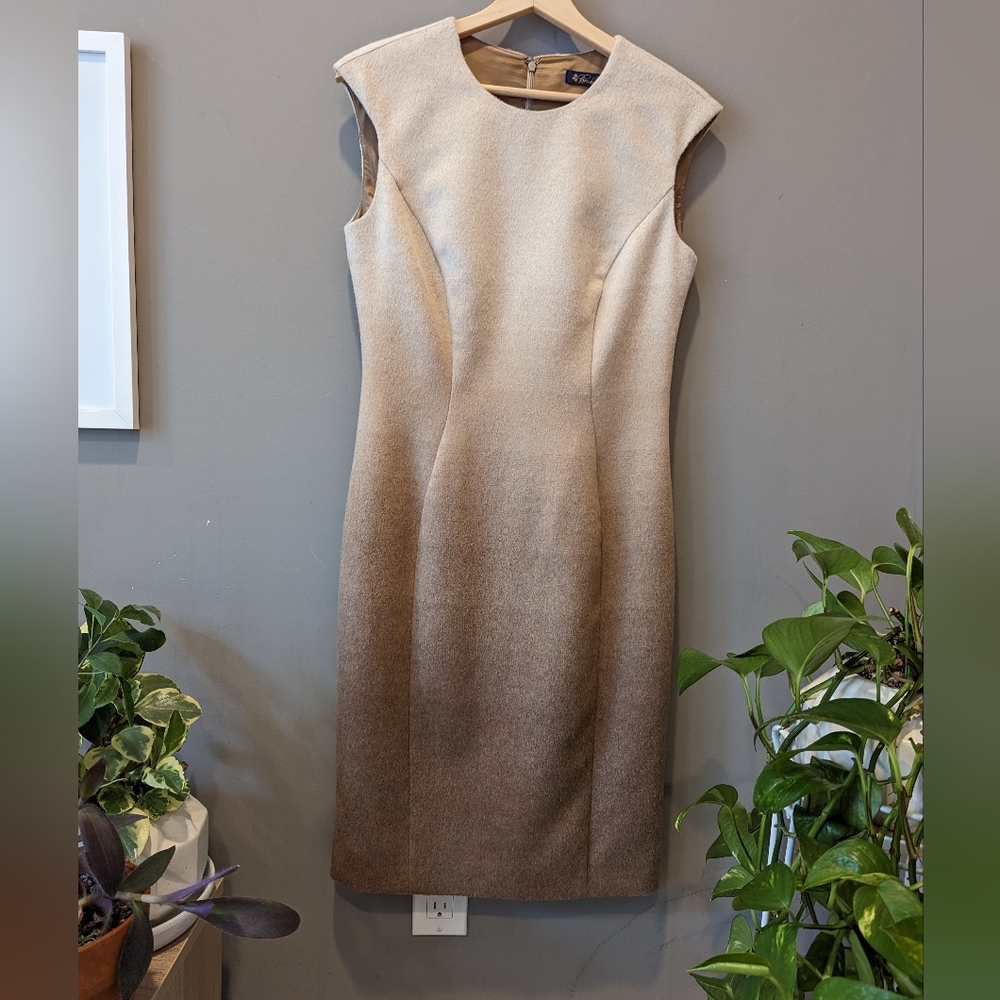 NWT Tan to Brown Ombre Brooks Brothers Woolen Sheath Dress Sz 4